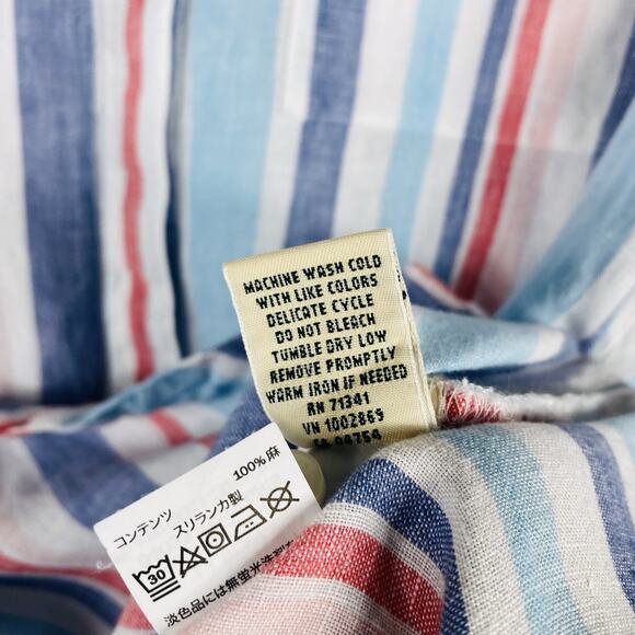 L.L. Bean Size XS Petite Striped Premium Washable Linen Drawstring Tunic Top - Picture 6 of 6